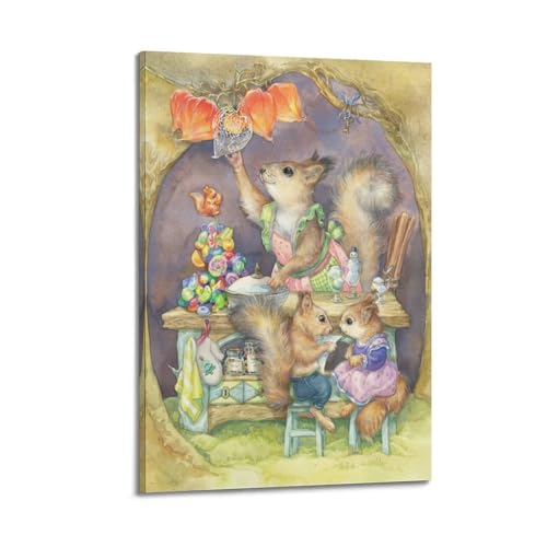 Poster écureuils cuisine décoration murale pour embellir la maison