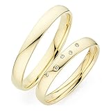 123traumringe Trauringe/Eheringe Gelbgold 333 mit 5 Brillanten in Juwelier-Qualität zum Paarpreis (Diamant/Gravur/Ringmaßband/Etui)