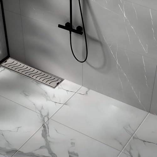 Image of EVANEX 24x4 Inch Shower Drain Channel | Linear Bathroom Drainer | Waste Water Floor Drain Channel | 304 Stainless Steel Bathroom Drainer with Anti Cockroach Trap | Bathroom Jali