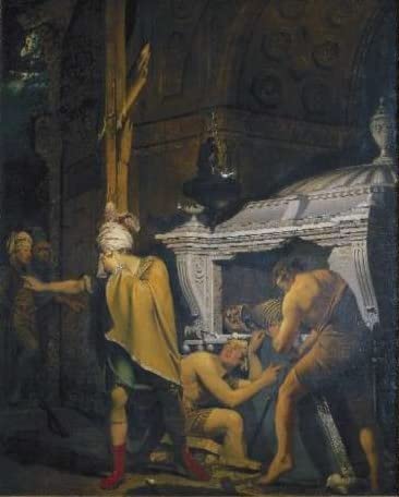 Lienzo de Miravan abriendo la tumba de sus antepasados, cuadro decorativo de 60x90cm