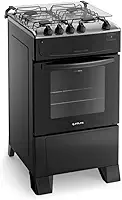 Fogão 4 Bocas Preto com Mesa Inox Atlas Mônaco Top Bivolt