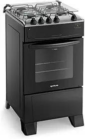 Fogão 4 Bocas Preto com Mesa Inox Atlas Mônaco Top Bivolt