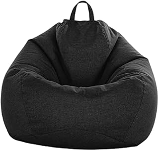 FANSU Bean Bag Cover Without Filling, Solid Colours Lazy Sofa Gaming Bean Bag Chair for Adult Kids, Washable Highback Beanbag Seat, Stuffed Toy Clothes Storage (70x80cm,Black)