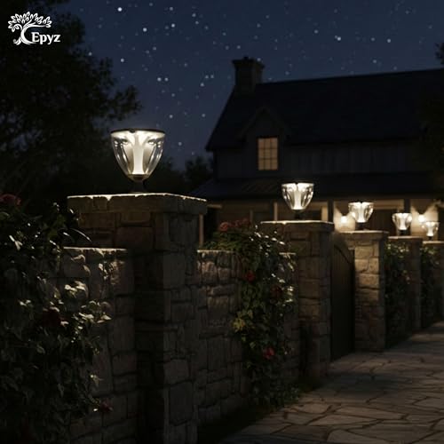Image of Epyz Solar Gate Pillar Light Outdoor Waterproof Square Shape,2600mah Battery, 3 Type of Lights, Application for Fence, Garden, Wall, Outdoor [ 72LED, Multicolour ]