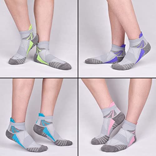 Image of Womens Ankle Socks Athletic Cushioned Sport Socks | Cotton Breathable Performance Tab Quarter Ankle Running Socks for Women 6 Pack
