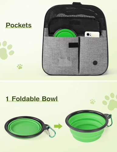 pecute Hundetasche Faltbar Hundebox Auto Mit Atmungsaktives Netzgewebe, Katzentransportbox Für Katze Hund, Transportbox Für Reisen Hundetragetasche Für Katzen Welpen Unter 8Kg Grau