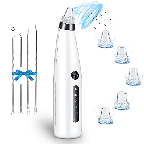 Blackhead Remover Vacuum Pore Vacuum, Electric Acne Comedone Extractor, USB Rechargeable Deep Cleansing Tool with LED, 5 Adjustable Suction Power, 5 Suction Probes & Blackhead Remover Kit