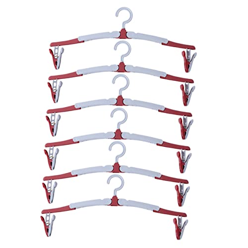 GLEAVI 6Pcs Clothes Hangers Space Saving Clip Hangers for Travel Portable Hanger for Home for Drying Pants Skirts Shirts Easy to Store