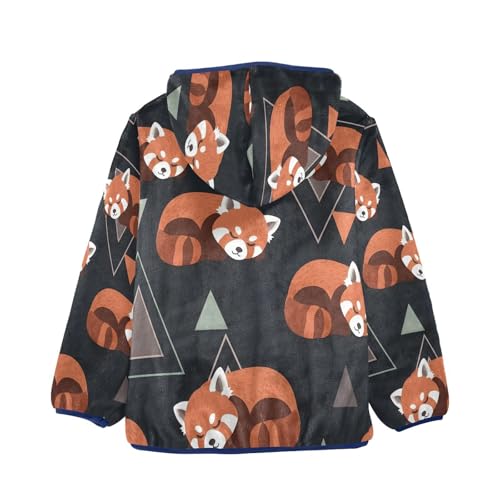 Cute Red Panda Sleep Pattern Toddler Fleece Jacket Girl Boys Hooded Fleece Jacket Coat Warm Outwear Zip-up 3-10T2