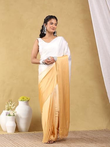 Image of Garden Vareli Lace Border Satin Saree with Unstitched Sequin Blouse Piece