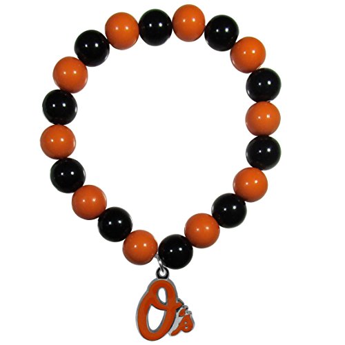 MLB Baltimore Orioles Womens Bracelet Bead Style, Team Colors, One Size
