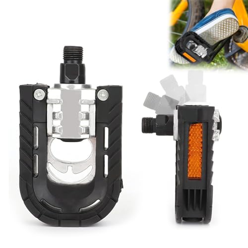 Pedales de Bicicleta Plegables de Aleación de Aluminio con Reflectores, Pedal MTB con Postes de Pie, para Bicicletas de Montaña, Cruceros de Playa, ScootersPedales de Bicicleta Plegables