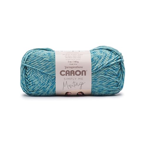 Image of Caron Simply Me Montage Soft Yarn for Crocheting, Sapphire, 2-Pack | #5 Bulky Yarn, 62% Acrylic 20% Nylon 18% Wool, Soft Crochet Yarn for Blankets, Knitting & Crafts, 172yds, 140g /5oz per skein