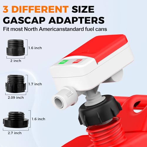 Fuel Transfer Pump with Auto Stop Sensor Overfill Protection, 3.2 GPM Portable Automatic Fuel Transfer Pump Kit with 4 Tank Adapter, Portable Gas Pump for Oil, Diesel, Gasoline White