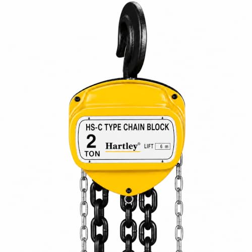 Image of Hartley 2 Ton Chain Pulley Block, 6 Meter Lift, 6 mm Load Chain | Single Fall Manual Chain Hoist | Heavy Duty Alloy Steel Hooks | Material Handling Equipment (2 Ton - 6 M)