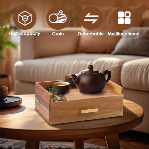 ShaoJian Tea Bag Organiser with 12 Compartments - Spacious Wooden Tea Storage Box Featuring Removable Drawer and Top Tray, Versatile Coffee Station Chest for Countertops - Image 5