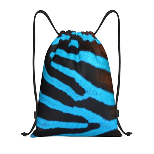 Navy Zebra Stripes Drawstring Bag Sport Gym Sack Drawstring Bag For Sport Camp Travel Dance