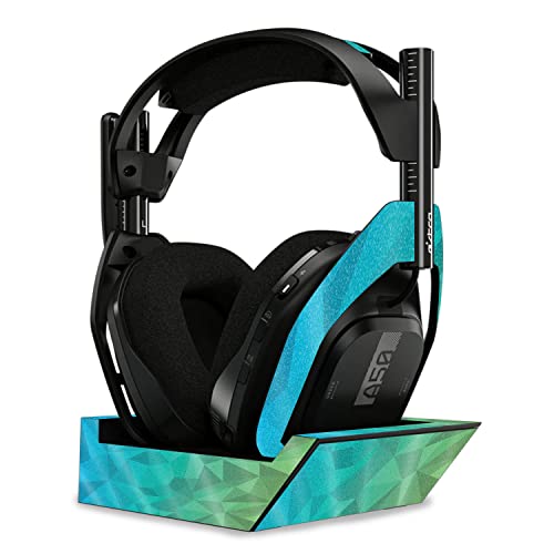 Image of MightySkins Glossy Glitter Skin Compatible with Astro A50 Wireless Headphones + Base Station (Gen 4) - Blue Green Polygon | Protective, Durable High-Gloss Glitter Finish | Easy to Apply