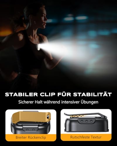 CIRYCASE 500LM EDC Mini Taschenlampe, 10 Modi Clip Lampe mit Spot & Flutlicht, USB-C Wiederaufladbar &IP65 Wasserdichte Tauchlampe Flashlight, LED Lauflicht für Joggen, Camping, Notfall, Running Light