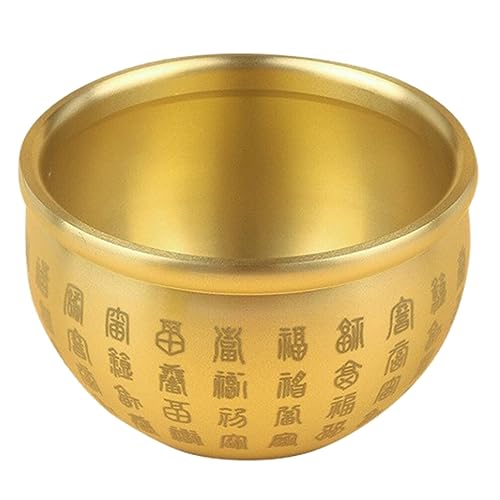 Cabilock Fortune Bowl Chinese Design Small Treasure Basin Brass Cylinder Offering Bowl
