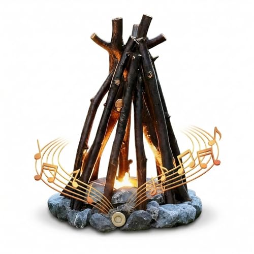 Luces nocturnas de madera creativas y regulables con sonido de llama