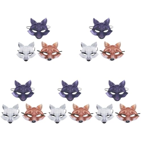 Masque de renard Halloween en lot de 15 pièces avec bande élastique confortable