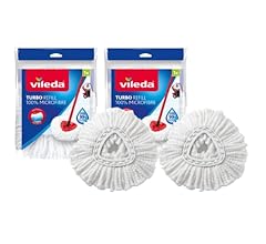 Vileda Turbo Spin Mop Refill, Pack of 2 Turbo Mop Head Replacements, Fits all Vileda Turbo Mops
