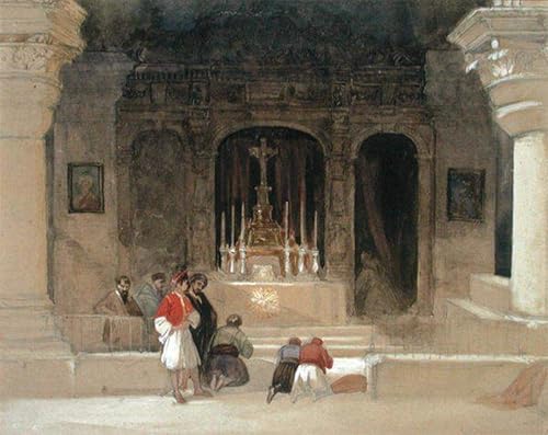 Tableau Toile Chapelle de Sainte-Hélène par David Roberts | Déco 60x90cm