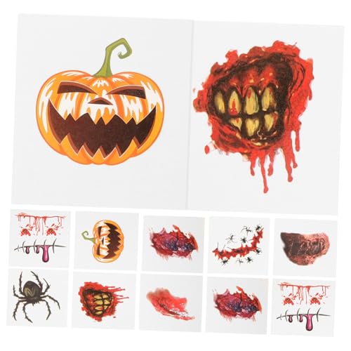 Ipetboom 40 Uds. Tatuajes De Cara De Halloween, Pegatinas De Cicatrices Para La Cara, Calcomanías De Cicatrices Para El Cuerpo, Tatuajes Para Heridas De Fiesta De Halloween