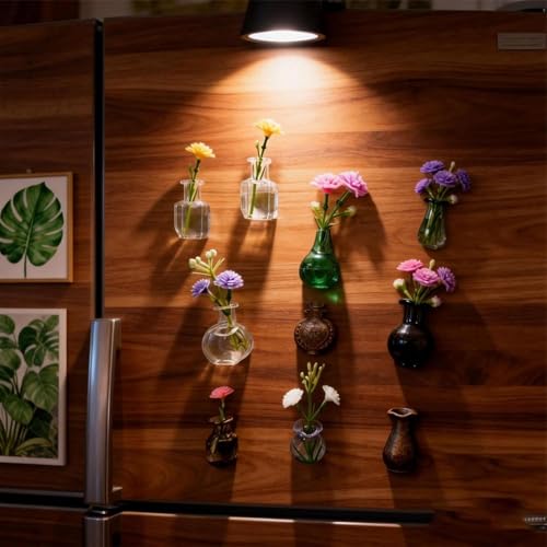 Mini jarrones imanes para nevera y pizarra: pack de 10 unidades de decoración botánica 4