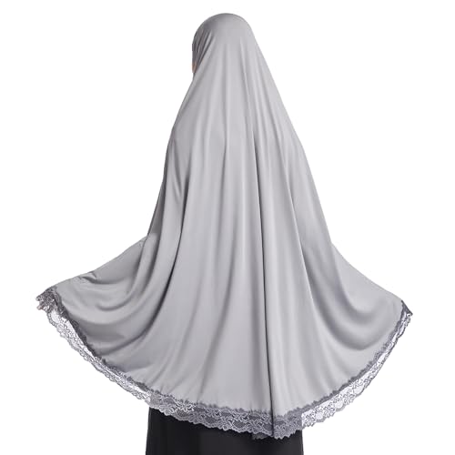 Muslim Women Hijab Soft Lace Lady Long Hijab Scarf Lightweight Solid Color Khimar Hijab4