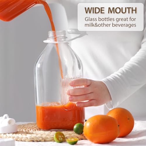Image of CUCUMI Glass Milk Bottle with Reusable Strong Airtight Screw Lid, 1 Pack 64 Oz Glass Juice Bottles for Almond Milk