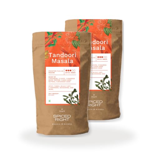 Image of Spiced Right Tandoori Masala | Pack of 2 | 200g | Rich, Smoky Powder Masala for Tikka, Tandoori Chicken & Paneer - Vibrant Red, Perfect for Marinating.