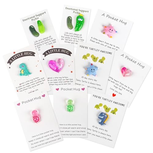 mountova 10 Sets Mini Cute Size DIY Pocket Hug with Motivational Quotes, Awesome Inspirational Gift, Thank You Note Cards Greeting Card Mini Sea Turtle Card Gift, Daily Inspirational Cards
