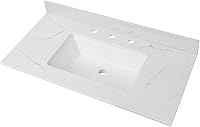 Tonyrena 48" Engineered Stone Vanity Top with Undermount Sink, 4" Backsplash & Pre-Drilled Holes - Durable Bathroom Countertop