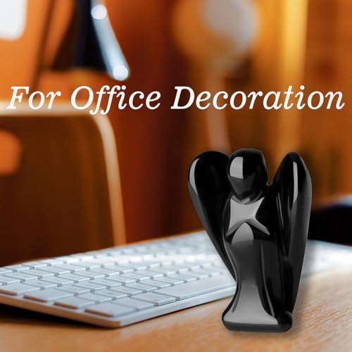 SAHOOTTIE 2" Obsidian Crystal Angel Black Guardian Pocket Angel Gifts for Women Healing Crystal Gifts - Image 5