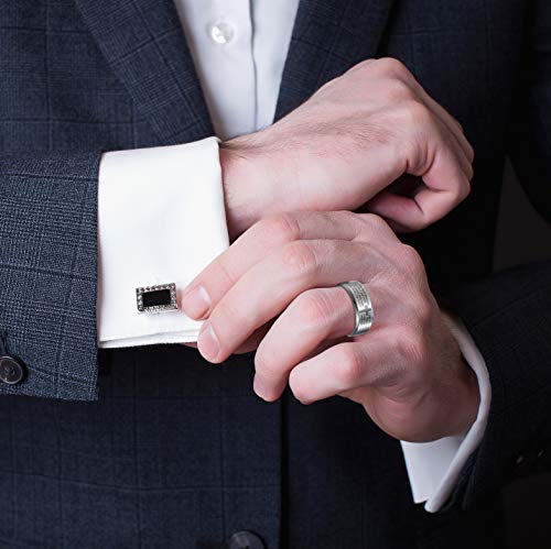 Prière du Seigneur sur bague homme acier de 8 mm, cadeau de foi avec croix chrétienne