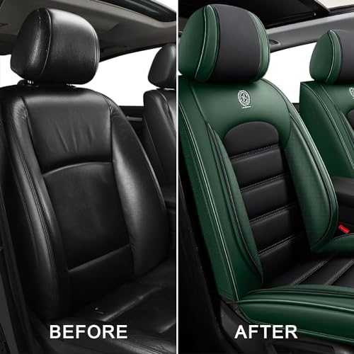 Image of Front Seat Covers for Volkswagen Golf SportWagen 2015-2019, Black-Green
