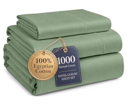 Image of LANE LINEN Twin Bed in A Bag Set with Sheets Sateen Weave - Iceberg Green
