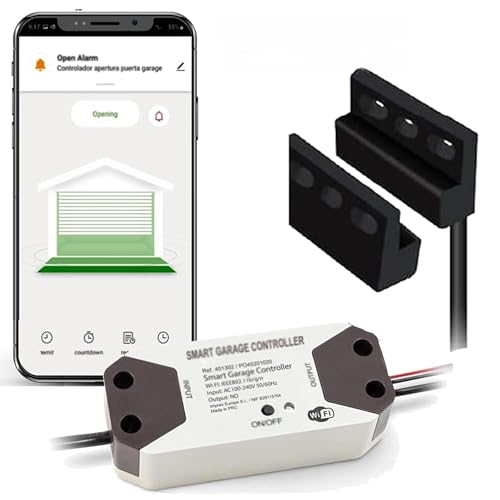 DOMO MATIC Controlador Inteligente de Puerta de Garaje WiFi 2.4 GHz compatible con Alexa, Google, Tuya, con Sensor de Estado, 220V 12 24VDC (12 24 Vdc)