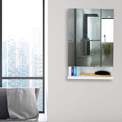 Relaxdays Bathroom Mirror Cabinet, 1 Door & Power Socket, Bathroom Wall Shelf, H x W x D: 55 x 35 x 12 cm, White Relaxdays Bathroom Mirror Cabinet, 1 Door & Power Socket, Bathroom Wall Shelf, H x W x D: 55 x 35 x 12 cm, White