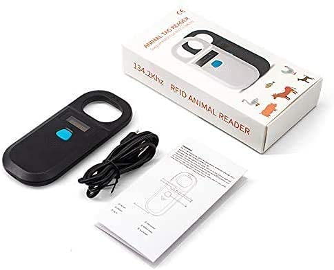 ISENVO Haustier ID Lesegerät, Haustier ID Pet Scanner, Wiederaufladbarer, RFID Mikrochip-Leser 134,2 kHz 125 kHz, Liest Haustierchips in FDX-B (ISO11784/11785) und EMID-Mikrochips, 15 Ziffern