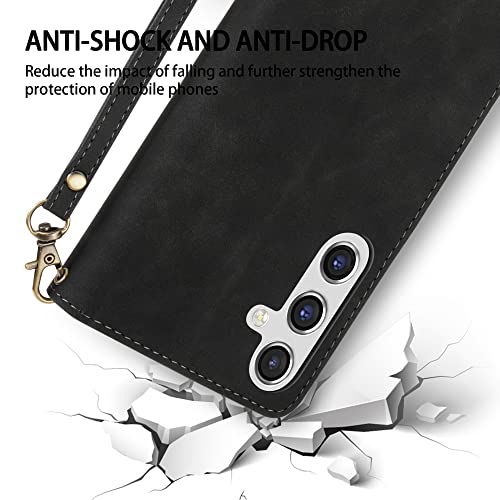 ZZXX for Samsung Galaxy A14 Wallet Case Zipper Pocket 6.6 inch,Black - image 7