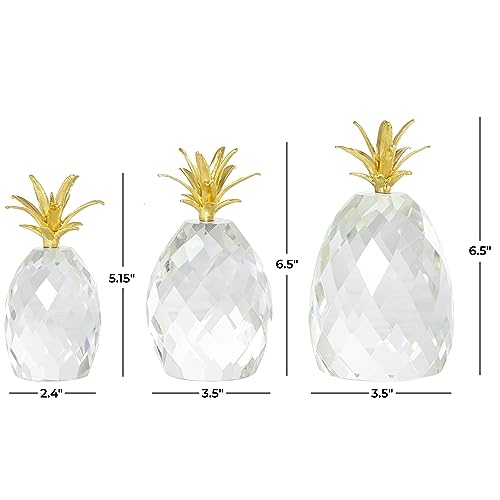 Set de 3 esculturas decorativas de piña de cristal claras miniatura 4