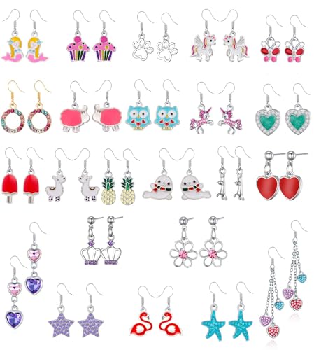 Image of 30 Pairs Hypoallergenic Earrings for Girls Sensitive Ears with Stainless Steel Post -Assorted Cute Stud Earrings for Teens Girls Women