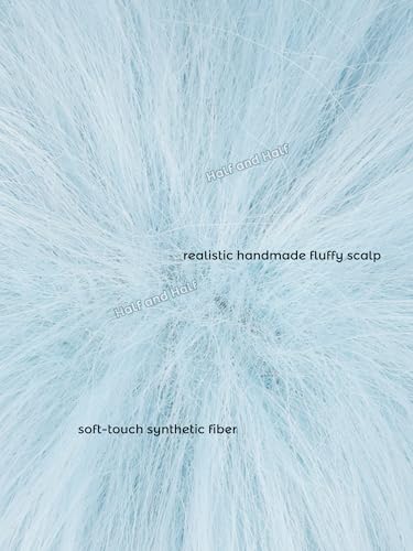 Image of Half and Half Short Light Blue Anime Cosplay Wig with Bangs for Men Sky Blue Male Game Wigs White Blue Spiky Layered Wigs for Women Unisex Halloween Party Costumes