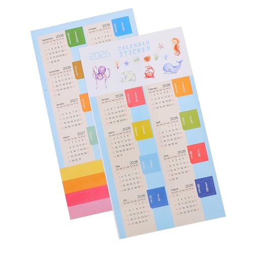 Pegatinas de calendario 2026 Veemoon para organización mensual de planificadores, 10 juegos