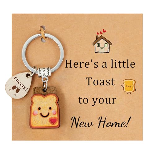 PEALICIOUS Cute Toast Keychain for Girls, House Warming Gifts New Home for Homeowner First Homes, Best Housewarming Present Ideas for Friends Family Neighbor Couples as New House Keychain