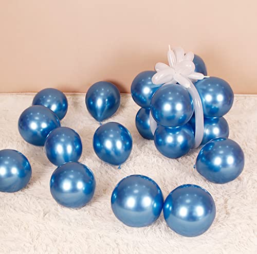 Image of KALOR Metallic Blue Balloons, 100 pcs 5 inch Thick Latex Chrome balloons for Balloon Garland Arch, Birthday Decoration, Wedding Party, Baby Shower Decorations