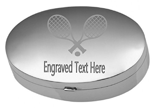 Pilulier argent sport raquette de tennis gravé boite comprimés sterling